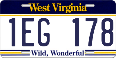 WV license plate 1EG178
