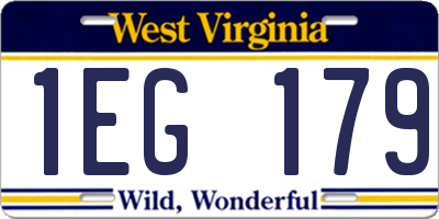 WV license plate 1EG179