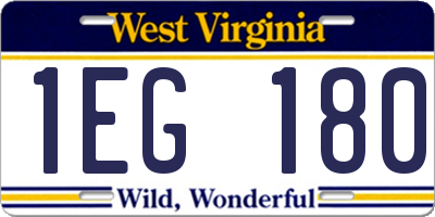 WV license plate 1EG180