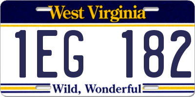 WV license plate 1EG182