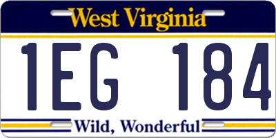 WV license plate 1EG184