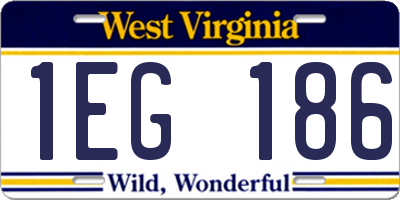 WV license plate 1EG186