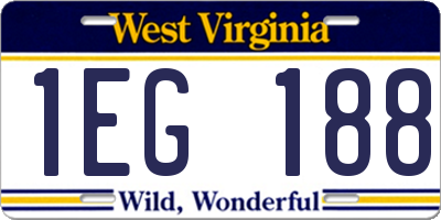 WV license plate 1EG188