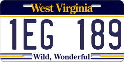 WV license plate 1EG189