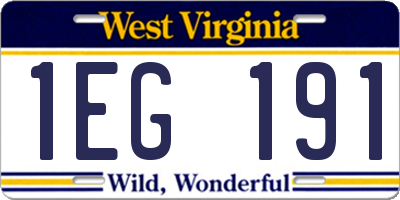 WV license plate 1EG191