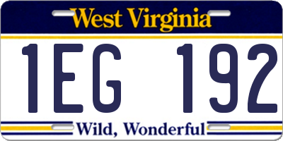 WV license plate 1EG192