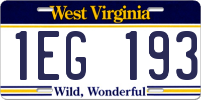 WV license plate 1EG193