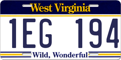 WV license plate 1EG194