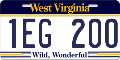 WV license plate 1EG200