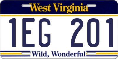 WV license plate 1EG201