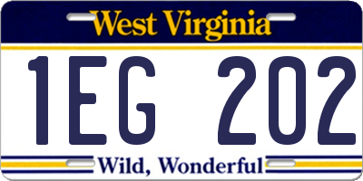 WV license plate 1EG202