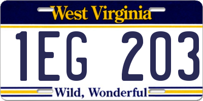 WV license plate 1EG203