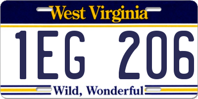 WV license plate 1EG206