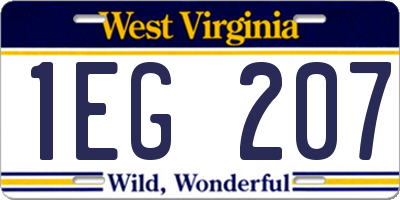 WV license plate 1EG207