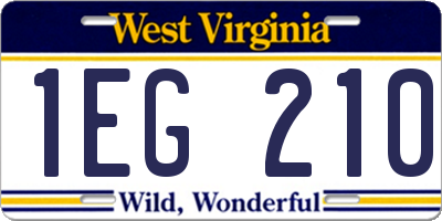 WV license plate 1EG210