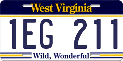 WV license plate 1EG211