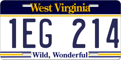 WV license plate 1EG214