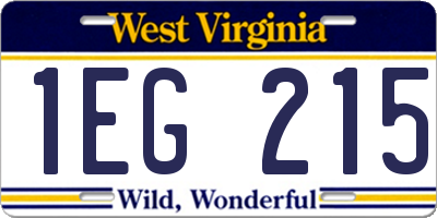 WV license plate 1EG215