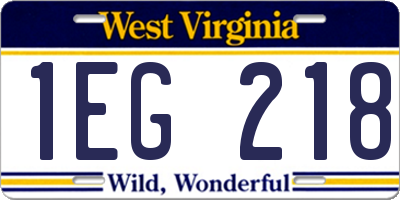 WV license plate 1EG218