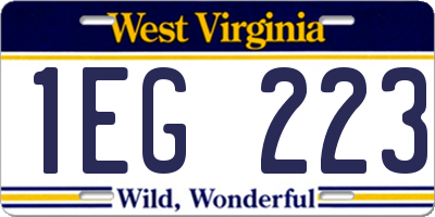 WV license plate 1EG223