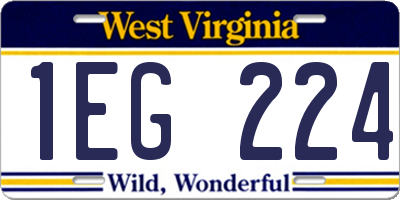 WV license plate 1EG224