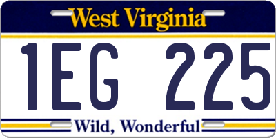 WV license plate 1EG225