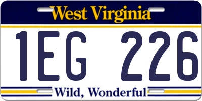 WV license plate 1EG226