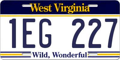 WV license plate 1EG227