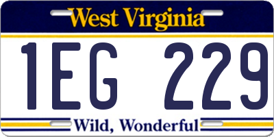 WV license plate 1EG229