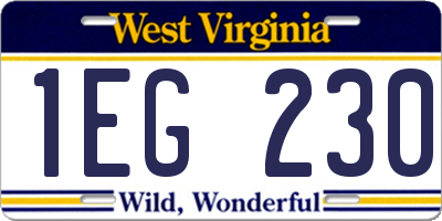 WV license plate 1EG230