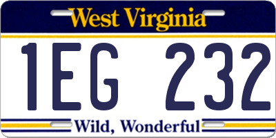 WV license plate 1EG232