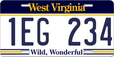 WV license plate 1EG234