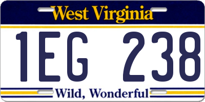 WV license plate 1EG238
