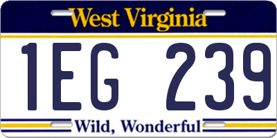WV license plate 1EG239