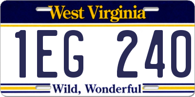 WV license plate 1EG240