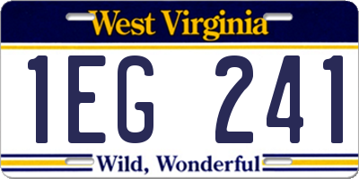 WV license plate 1EG241