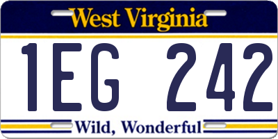 WV license plate 1EG242