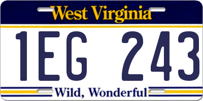 WV license plate 1EG243