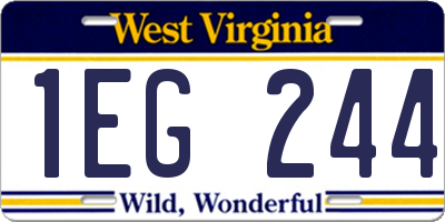 WV license plate 1EG244