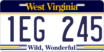 WV license plate 1EG245