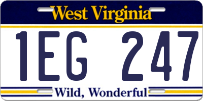 WV license plate 1EG247