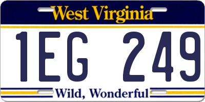 WV license plate 1EG249