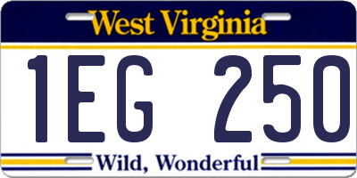 WV license plate 1EG250