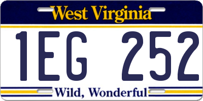 WV license plate 1EG252