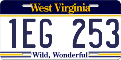 WV license plate 1EG253