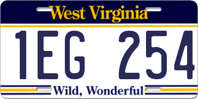 WV license plate 1EG254