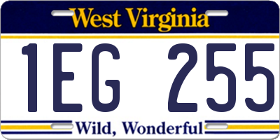WV license plate 1EG255