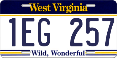 WV license plate 1EG257