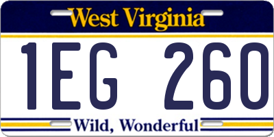 WV license plate 1EG260