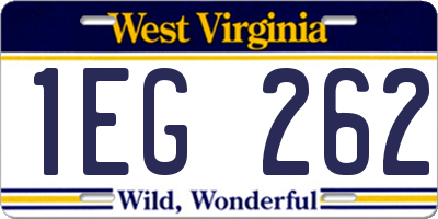 WV license plate 1EG262